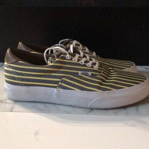 Yellow and dark gray striped vans. Men 6.5